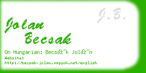 jolan becsak business card